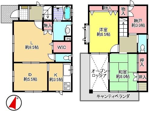 Floor plan. 26,800,000 yen, 2LDK + S (storeroom), Land area 119.32 sq m , Building area 87.29 sq m