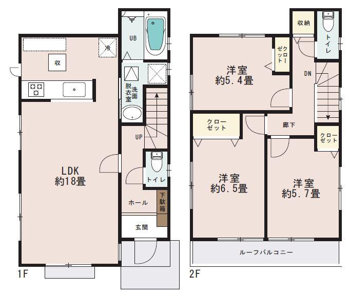 Floor plan. (3 Building), Price 35,800,000 yen, 3LDK, Land area 110.08 sq m , Building area 86.11 sq m