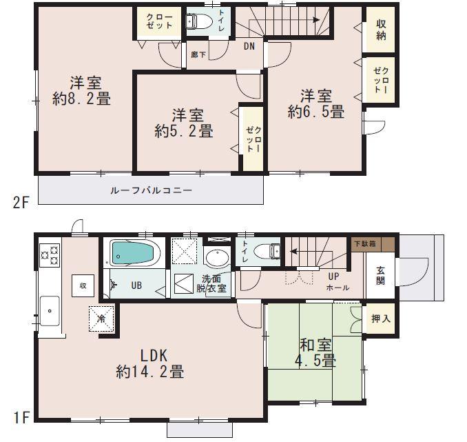 Floor plan. (4 Building), Price 40,800,000 yen, 4LDK, Land area 100.09 sq m , Building area 90.66 sq m