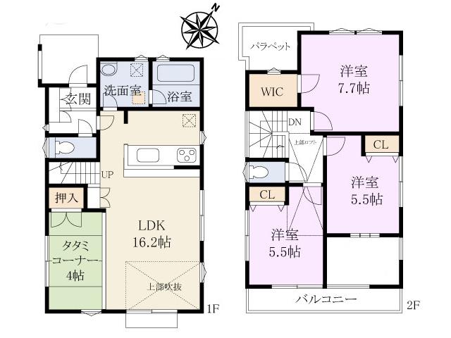 Floor plan. 37,800,000 yen, 3LDK, Land area 107.21 sq m , Building area 90.06 sq m Hino Asahigaoka 2-chome, floor plan