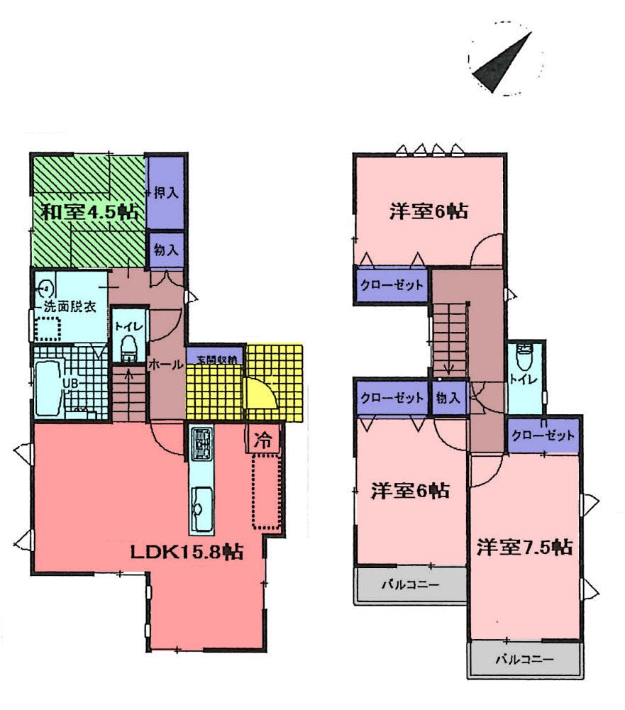 Floor plan. 45,900,000 yen, 4LDK, Land area 105.54 sq m , Building area 98.12 sq m