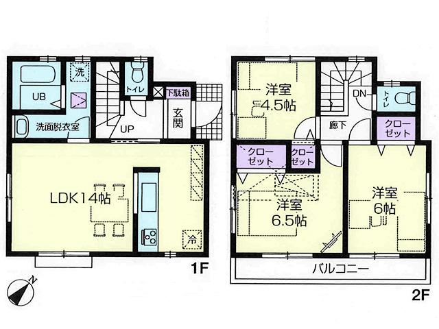 Floor plan. (Building 2), Price 30,600,000 yen, 3LDK, Land area 96 sq m , Building area 76.18 sq m