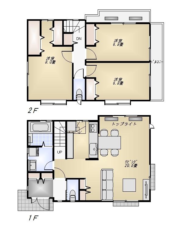 Floor plan. (1 Building), Price 36,800,000 yen, 3LDK, Land area 120.02 sq m , Building area 94.9 sq m