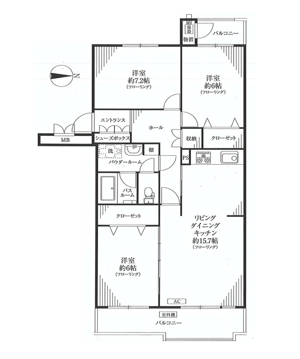 Floor plan. 3LDK, Price 16.8 million yen, Occupied area 82.41 sq m , Balcony area 10.59 sq m ◎ LDK15 Pledge ・ All room 6 quires more ◎ two-sided balcony