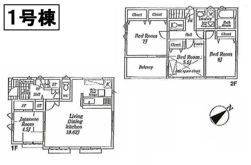 Floor plan. (1 Building), Price 41,800,000 yen, 4LDK, Land area 120 sq m , Building area 96.79 sq m