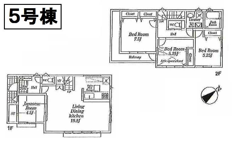 Floor plan. (5 Building), Price 41,800,000 yen, 4LDK, Land area 120.01 sq m , Building area 96.39 sq m