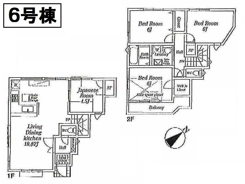 Floor plan. (6 Building), Price 38,800,000 yen, 4LDK, Land area 120.02 sq m , Building area 92.73 sq m