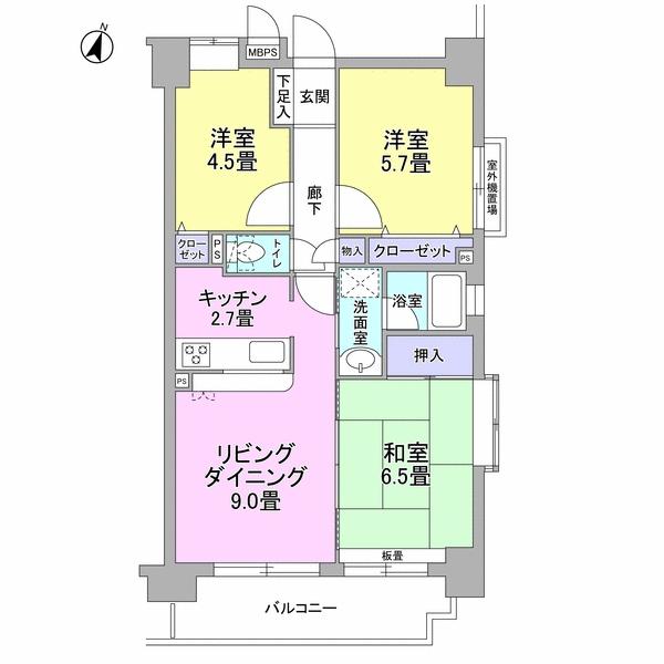Floor plan. 3LDK, Price 17.8 million yen, Occupied area 60.66 sq m , Per balcony area 7.19 sq m southeast angle room, Sunshine good