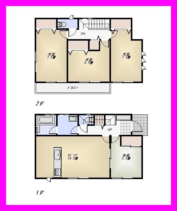 Floor plan. (1 Building), Price 36,800,000 yen, 4LDK, Land area 154.05 sq m , Building area 93.55 sq m