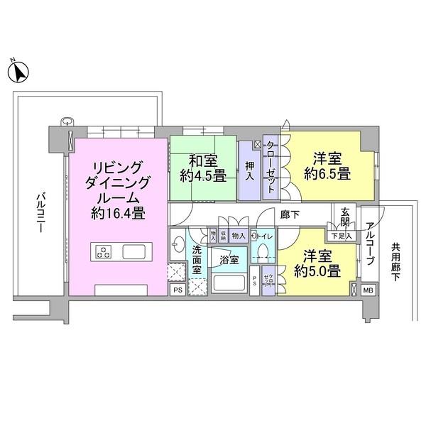 Floor plan. 3LDK, Price 32,800,000 yen, Footprint 76.1 sq m , Balcony area 21.21 sq m