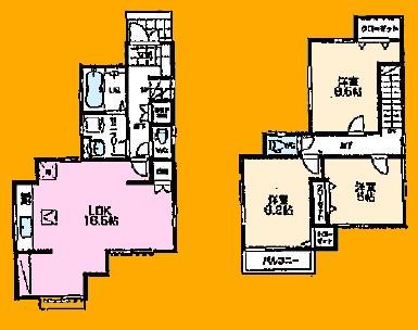Floor plan. (3 Building), Price 33,600,000 yen, 3LDK, Land area 123.08 sq m , Building area 83.63 sq m