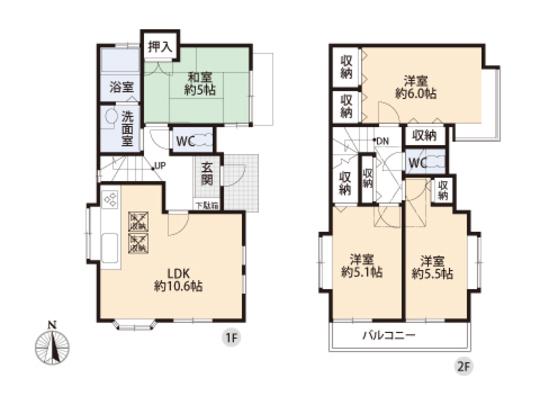 Floor plan. 17.8 million yen, 4LDK, Land area 94.46 sq m , Building area 74.51 sq m floor plan