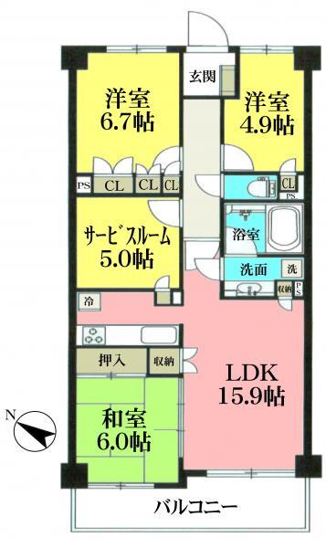 Floor plan. 3LDK+S, Price 19,800,000 yen, Occupied area 82.94 sq m , Balcony area 8.98 sq m