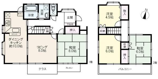 Floor plan. 25,700,000 yen, 4LDK, Land area 185.19 sq m , Building area 100.79 sq m