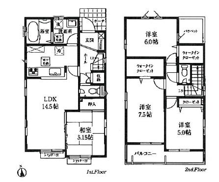 Floor plan. 39,800,000 yen, 4LDK, Land area 122.9 sq m , Building area 94.25 sq m