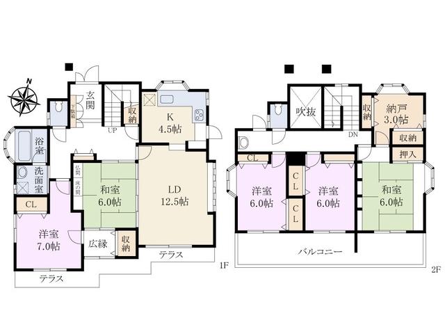 Floor plan. 67,500,000 yen, 5LDK+S, Land area 258 sq m , Building area 155.03 sq m Hino Oaza Hino Floor