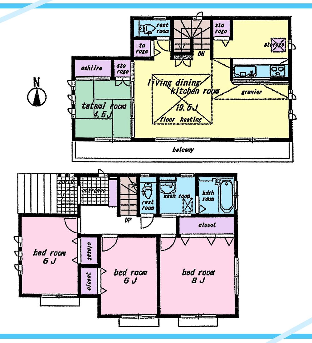 Floor plan. (1 Building), Price 31,800,000 yen, 4LDK, Land area 132.92 sq m , Building area 105.16 sq m
