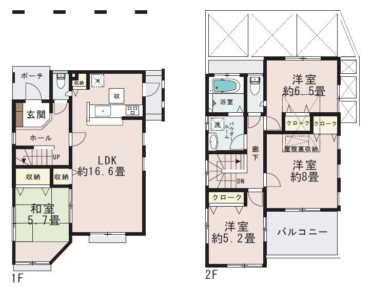 Floor plan. (6 Building), Price 43,800,000 yen, 4LDK, Land area 117.98 sq m , Building area 101.44 sq m