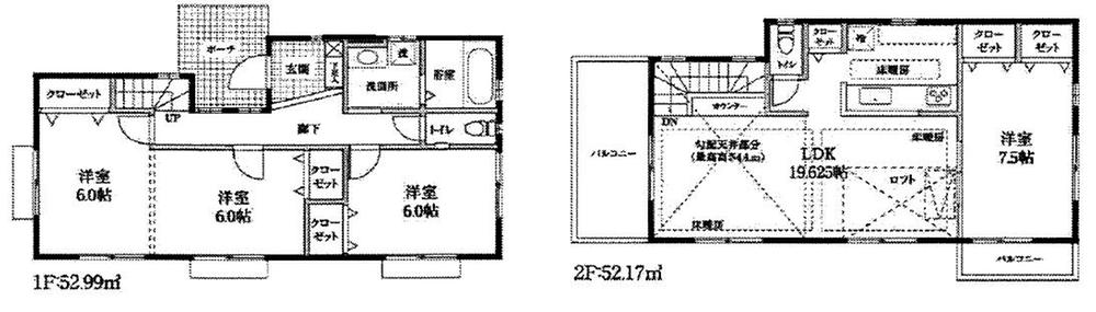 Floor plan. (Building 2), Price 37,800,000 yen, 4LDK, Land area 135 sq m , Building area 105.16 sq m