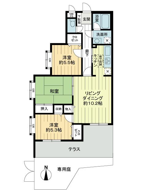 Floor plan. 3LDK, Price 13.5 million yen, Footprint 69.9 sq m 3LDK