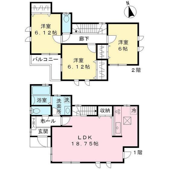 Floor plan. 39,800,000 yen, 3LDK, Land area 120.94 sq m , Building area 87.96 sq m