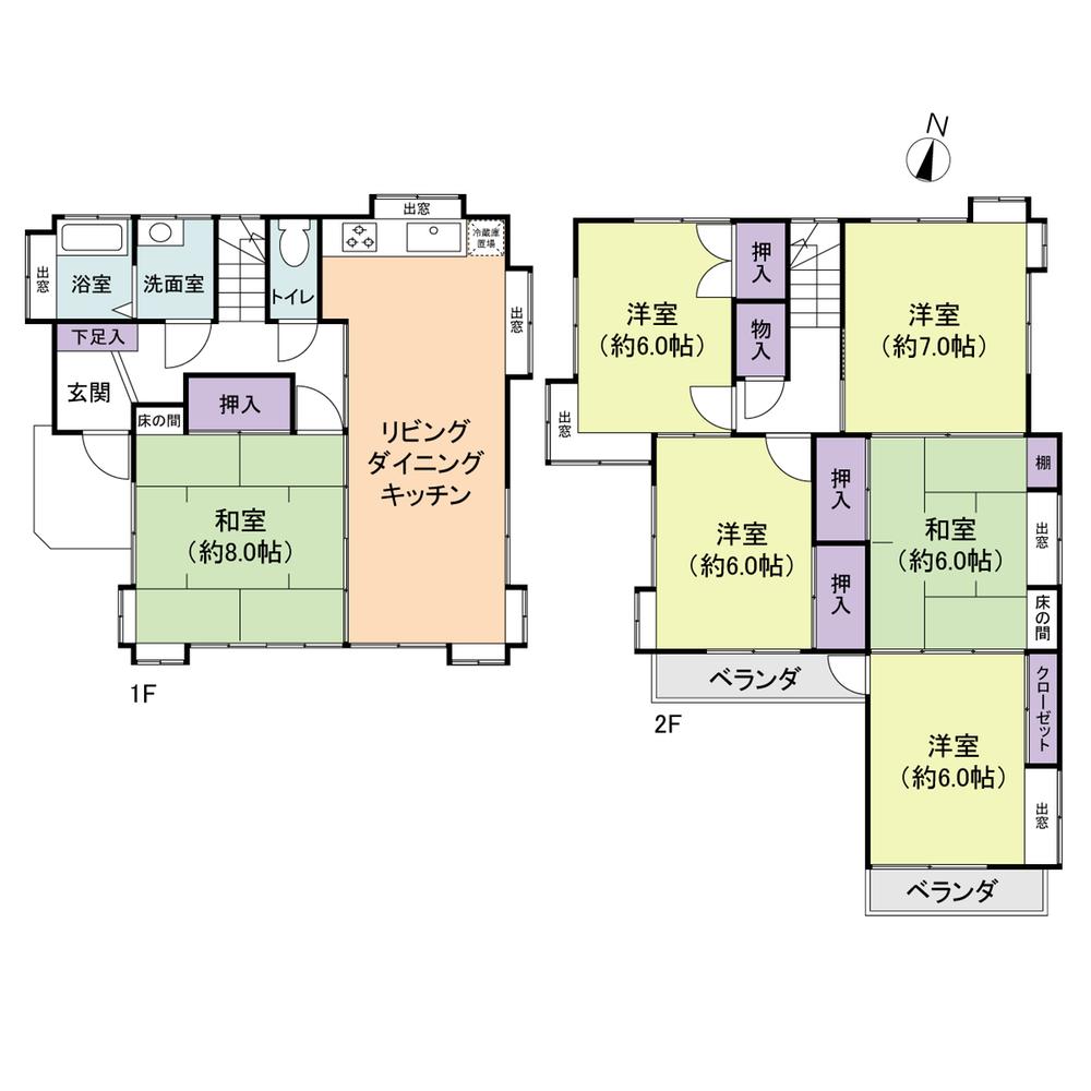 Floor plan. 26,800,000 yen, 6LDK, Land area 130 sq m , Building area 102.44 sq m garden