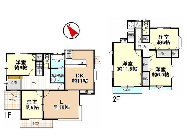Floor plan. 36.5 million yen, 5LDK, Land area 181.83 sq m , Building area 134.53 sq m Hodokubo between 8-chome floor plan