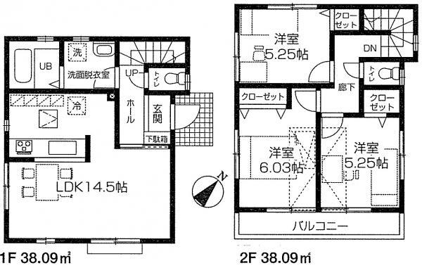 Floor plan. 29,800,000 yen, 3LDK, Land area 96.01 sq m , Building area 76.18 sq m