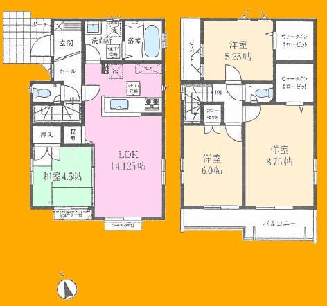 Floor plan. Price 43,700,000 yen, 4LDK, Land area 119.48 sq m , Building area 93.35 sq m