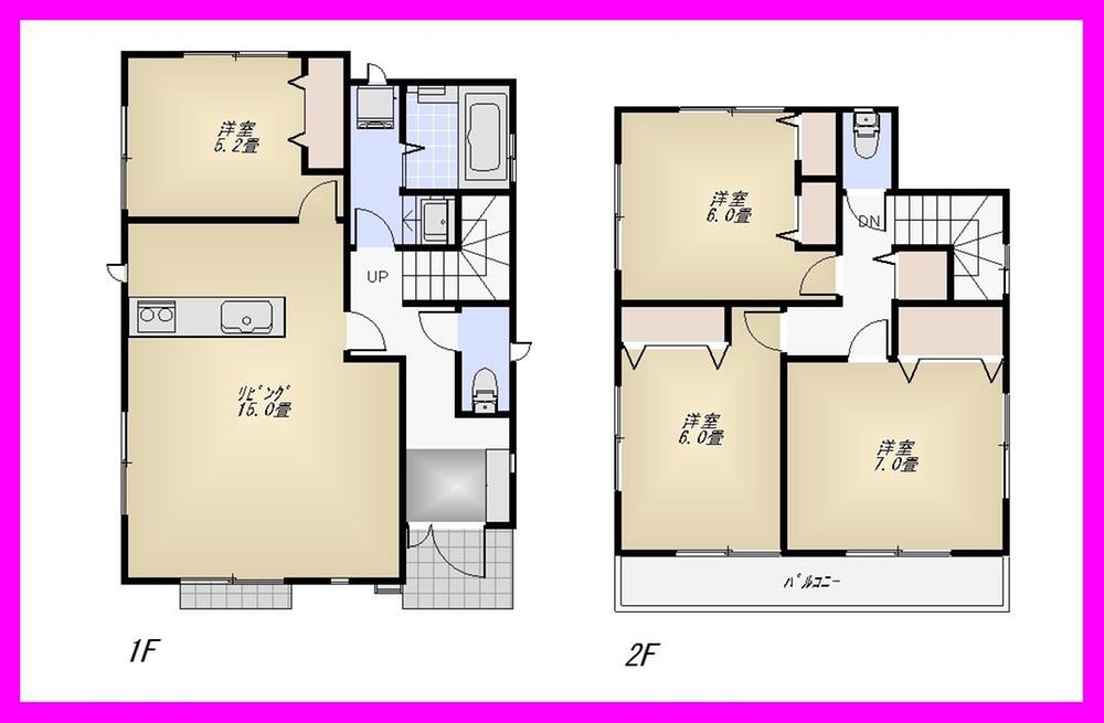 Floor plan. (Building 2), Price 33,800,000 yen, 4LDK, Land area 130.48 sq m , Building area 96.05 sq m