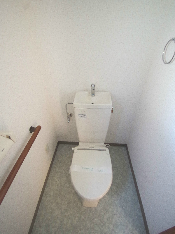 Toilet. Spacious restroom of heating toilet seat! 