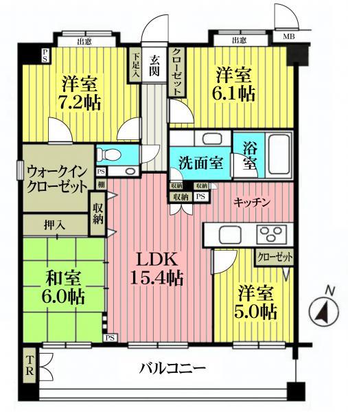 Floor plan. 3LDK, Price 23,300,000 yen, Footprint 66.8 sq m , Balcony area 10.8 sq m