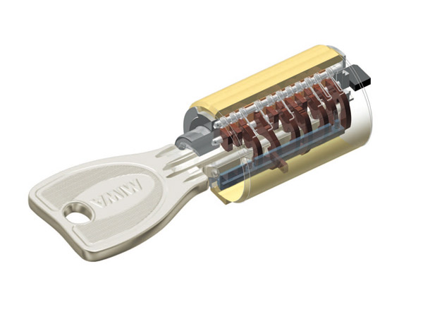 Security.  [Reversible pin cylinder key] Adopt a difficult picking cylinder key is to replicate. It is effective in picking measures. (Conceptual diagram)