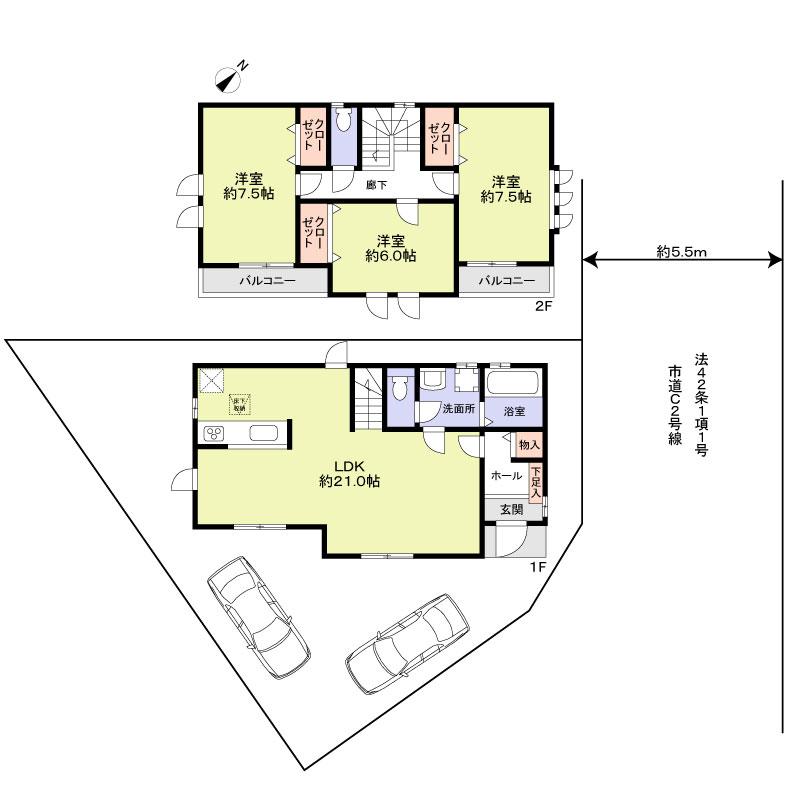 Floor plan. 43,800,000 yen, 3LDK, Land area 120.93 sq m , Building area 96.39 sq m