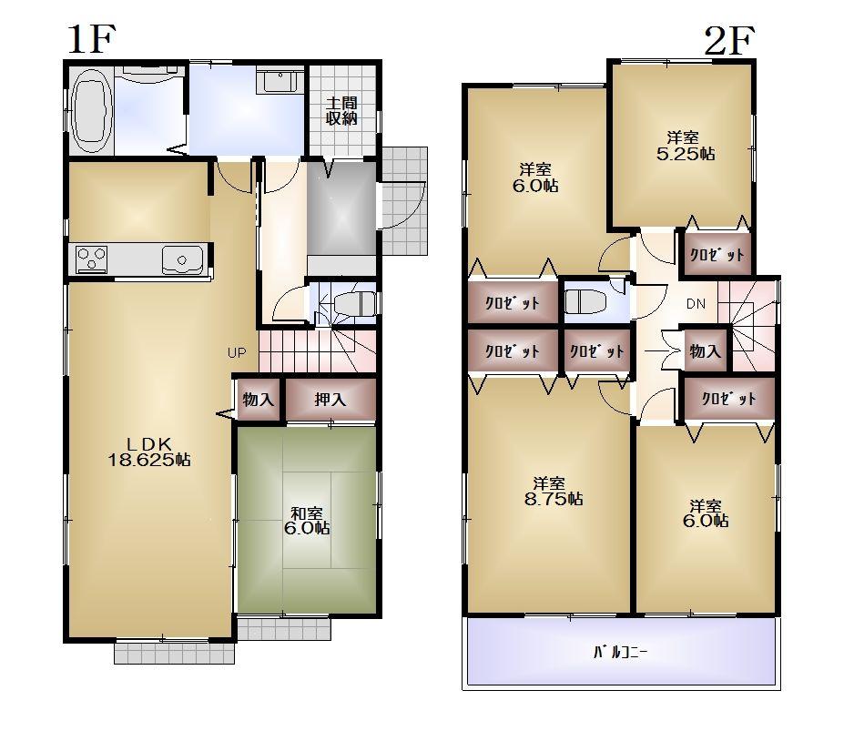 Floor plan. (1 Building), Price 56,300,000 yen, 5LDK, Land area 249 sq m , Building area 122.13 sq m