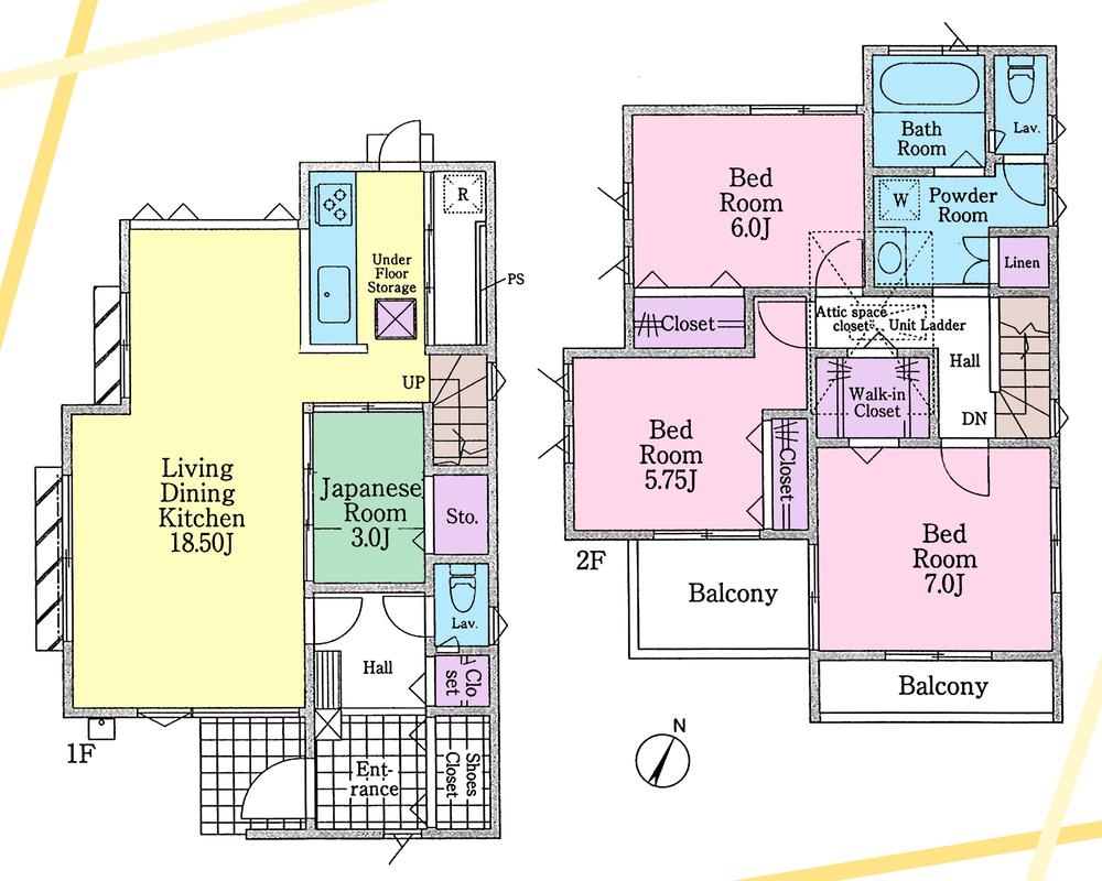 Floor plan. (7 Building), Price 37,800,000 yen, 4LDK, Land area 179.2 sq m , Building area 103.68 sq m