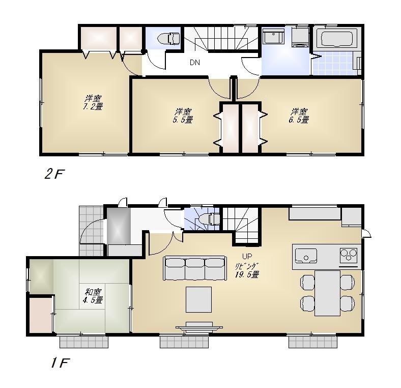 Floor plan. (3 Building), Price 41,800,000 yen, 4LDK, Land area 120 sq m , Building area 97.2 sq m
