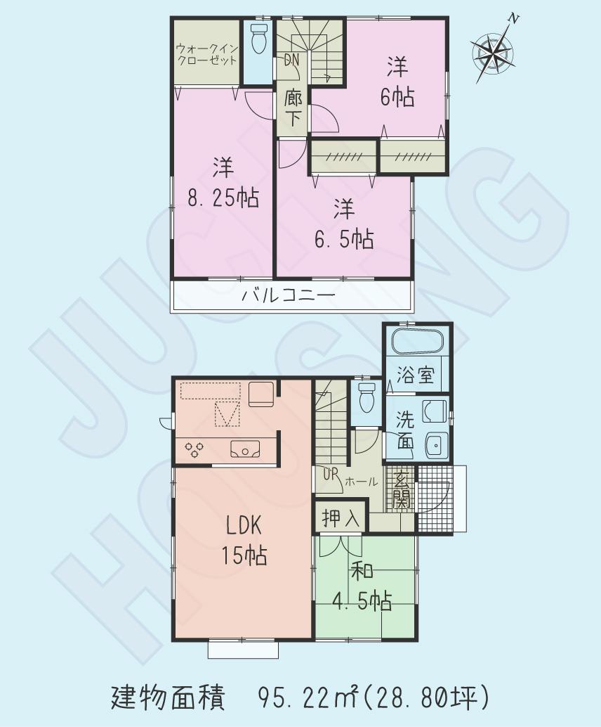 Floor plan. (1 Building), Price 40,800,000 yen, 4LDK, Land area 101.68 sq m , Building area 95.22 sq m