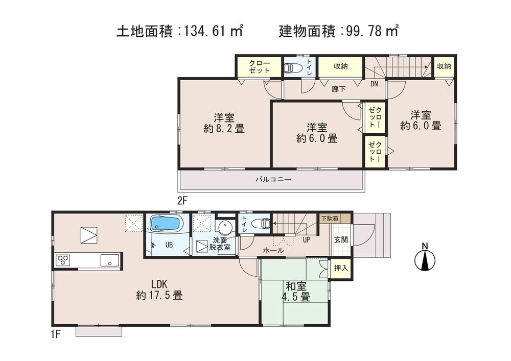 Floor plan. 45,800,000 yen, 4LDK, Land area 134.61 sq m , Building area 99.78 sq m 7 Building