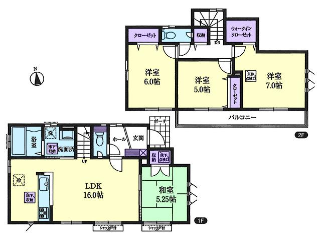 Floor plan. (1 Building), Price 34,800,000 yen, 4LDK, Land area 120 sq m , Building area 95.02 sq m