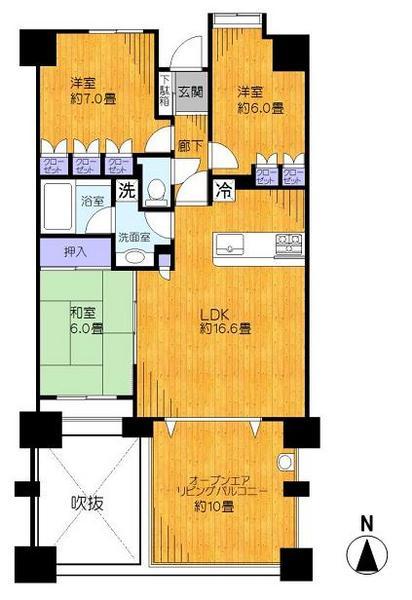 Floor plan. 3LDK, Price 28.8 million yen, Occupied area 71.78 sq m , Balcony area 16.2 sq m