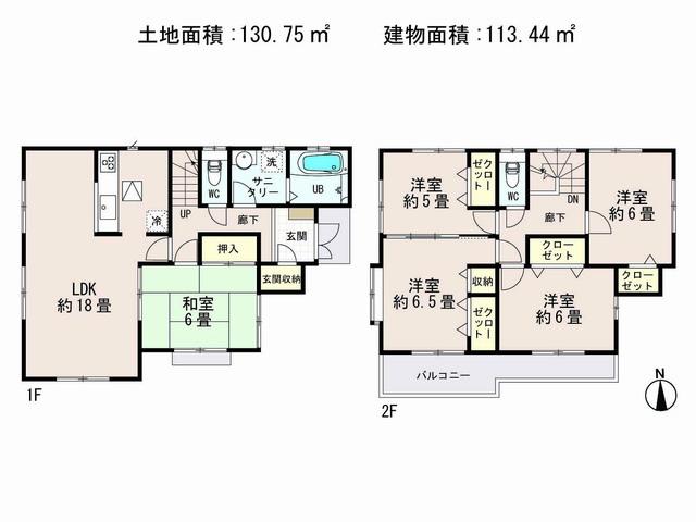 Floor plan. (3 Building), Price 39,800,000 yen, 4LDK, Land area 130.75 sq m , Building area 113.44 sq m