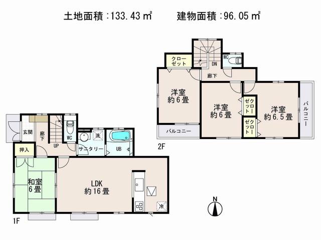 Floor plan. (4 Building), Price 33,800,000 yen, 4LDK, Land area 133.43 sq m , Building area 96.05 sq m