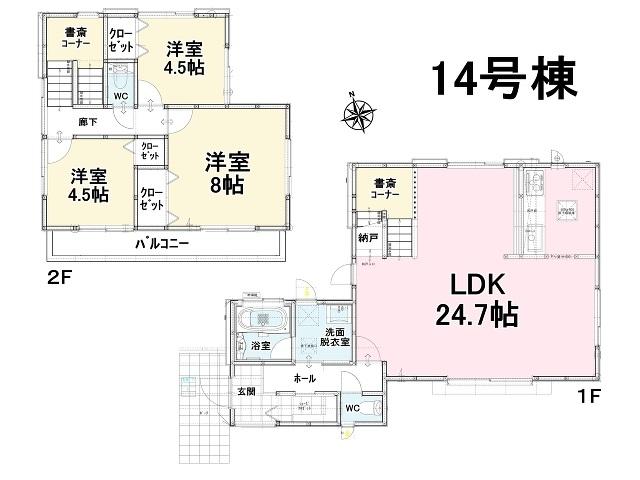 Floor plan. (14), Price 45,800,000 yen, 3LDK, Land area 165.29 sq m , Building area 102.26 sq m