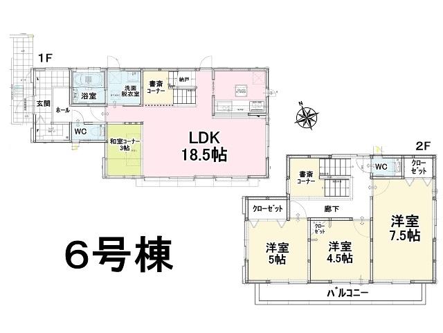 Floor plan. (6), Price 45,800,000 yen, 3LDK, Land area 165.29 sq m , Building area 99.36 sq m