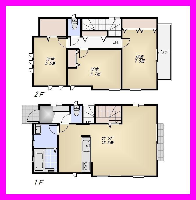 Floor plan. (C Building), Price 38,300,000 yen, 3LDK, Land area 114.49 sq m , Building area 90.82 sq m