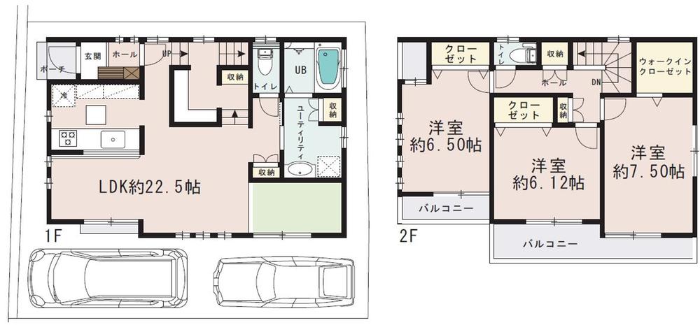 Floor plan. (B Building), Price 30,800,000 yen, 3LDK, Land area 97.31 sq m , Building area 96.39 sq m