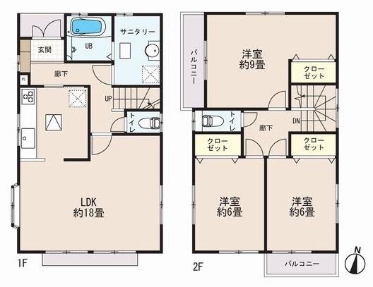 Floor plan. (14 Building), Price 28.8 million yen, 3LDK, Land area 125.25 sq m , Building area 96.04 sq m
