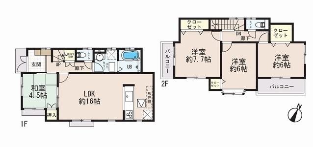Floor plan. (9 Building), Price 32,880,000 yen, 4LDK, Land area 126.35 sq m , Building area 96.05 sq m