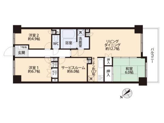 Floor plan. 3LDK, Price 19,800,000 yen, Occupied area 82.94 sq m , Balcony area 8.98 sq m floor plan